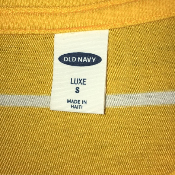 A yellow tee with white stripes. - Picture 3 of 3